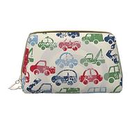 Car. Leather Hand-Held Zipper Makeup Bag Cute Make Up Case Large Wide-Open Pouch Pen Case