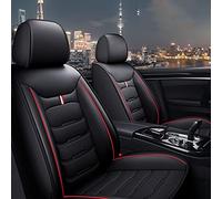 Car Leather Seat Covers for Citroen C1 c1 3-Doors 2005-2022,Full Set Front Rear Back Seat Seat Protectors Airbag Compatible,A-Black Red