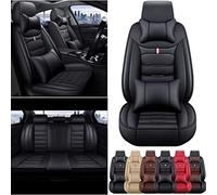 Car Leather Seat Covers for Kia EV6,Full Set Front Rear Back Seat Seat Protectors Airbag Compatible,A-Black