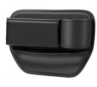 Car Leather Seat Gap Filler with Cup Holder for SEAT Ateca/Tarraco/Seat Leon Cupra Formentor Cupra Leon 20-26, Waterproof Storage Organizer, Durable Side Console Pocket, Black 1-Pack