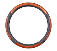 Car Leather Steering Wheel Cover for KIA Opirus/Optima/Picanto/Pride/Rio/Sorento/Soul, Sport Antislip Breathable Steering Wheel Cover, Universal Size 38cm, Accessories,Orange-Round