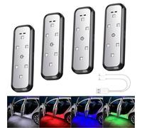 Car LED Door Lights Projector 7 Color Wireless Door Warning Lights USB Welcome Door Sill Courtesy Projection Magnetic Auto Sensing Ambient Lighting Puddle Lights (4Pcs)