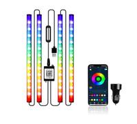 Car LED Interior Light, Neon Lights 12v RGB Interior Light Strip Footwell Light Strips USB with App Control Under Dash Car Light Motorcycle Dreamcolour Pack of 4 (No remote control)