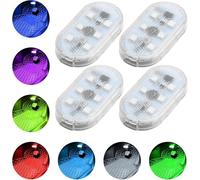 Car Led Interior Lights, Footwell Lights for Car Interior Ambient Lighting USB Rechargeable Wireless Touch Car Light for Boot, Car Doors, Armrest Boxes, Sitting Areas, 4 Pcs 7 Colors
