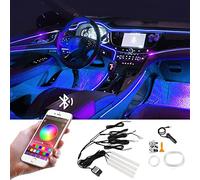 Car LED Interior Strip Light, 16 Million Colors Car Ambient Lighting Kit & Car Footwell Lights Kit by Voice Control or Application Control, RGB Automobile Atmosphere Light