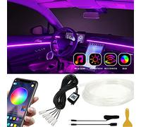 Car LED Interior Strip Lights APP Control Car Dashboard Light Strips Ambient Lighting 5 in 1 with 6m Fiber Optic RGB 16 Million Colors Sync with Music Car Trim Sewing Edge Decoration