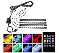 Car LED Light Strip,7 Colors RGB Car Interior Lighting with 72 LED,Remote Control Sound-activated USB Port Charger Atmosphere Lights,Waterproof Light Strip for Men Women Valentines Gifts