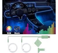 Car Led Strip Lights,Interior Car Lights,Ambient Led Lighting Kit With RGB 16 Million Colors Fiber Optics&Music Sync Rhythm,USB Neon Light Car Accessories for Center Console&Dashboard,Upgraded Version