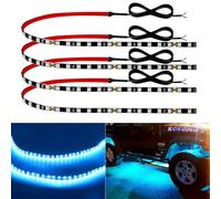 Car Led Strip Lights Motorbike Underglow Neon Interior Car Lights Connectable Ice Blue Led Light Strips 12V for Cars Interior Lights Boat Marine Trucks 4Pack(60cm/24" ice blue)