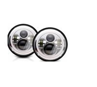 Car Lights Headlight For 7 Inch Motorcycle Headlight 2x Car Led Hi/Low H4 Halo Angle Eyes DRL Headlamp Lens Glass(40w HaloChromeB)