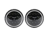 Car Lights Headlight For 7 Inch Motorcycle Headlight 2x Car Led Hi/Low H4 Halo Angle Eyes DRL Headlamp Lens Glass(90w Halo lightBlackB)