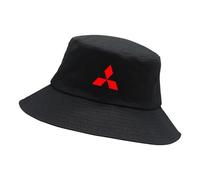 Car Logo Fisherman Hat for Mitsubishi Eclipse Cross,Sun Visor Hat Hiking Hats Boonie Hats Sport Hat Hiking Bucket Hat Unisex Travel Hat Racing Cap Team Cap Cotton,Black-A