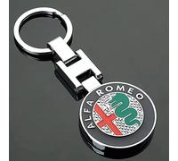 Car Logo Keychain Zinc Alloy, Metal Buckle Key Chain Rings, for Alfa Romeo Stelvio 4C MiTo Giulietta,A-A