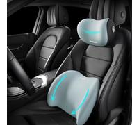 Car Lumbar Support Pillow and Car Neck Pillow Kit, Ergonomic Car Seat Headrest & Lumbar Cushion with Adjustable Strap for Neck Back Pain Relief, For Office Chair/Truck/Wheelchair (Light green)