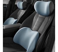 Car Lumbar Support Pillow and Car Neck Pillow Kit for Dacia Sandero Stepway Duster 2000-2023, 2 Pack Memory Foam Car Seat Cushion for Neck Back Pain Relief,EBlue