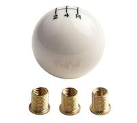 Car Manual Transmission 5 Speed Gear Shift Knob Round Ball with 3 Thread Adapters, Compatible with Multiple Thread Sizes (White)