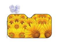 Car Many Sunflowers Print Windshield Sunshade,Foldable Reflective Uv Heat Shield,Universal Fit,Keeps Interior Cool
