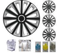 Car Marking 185/60 R15 Circle 15 CC077 Wheel Cover, Black / Grey, for Tyres, 4-Piece Set with ABS Material, Water Paint Black Trend