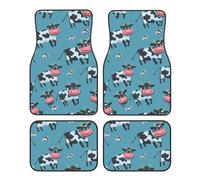Car Mat Set Cow Print Decorative Car Floor Mats 4 Piece Set For Front Rear Seats, Waterproof Anti-Skid Auto Car Accessories Universal Fit For Car Suv Van Truck