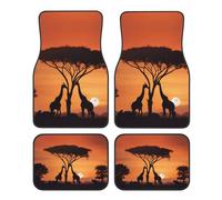 Car Mat Set Giraffe Under The Tree In Africa Print Decorative Car Floor Mats 4 Piece Set For Front Rear Seats, Waterproof Anti-Skid Auto Car Accessories Universal Fit For Car Suv Van Truck