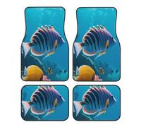 Car Mat Set Marine Life Print Decorative Car Floor Mats 4 Piece Set For Front Rear Seats, Waterproof Anti-Skid Auto Car Accessories Universal Fit For Car Suv Van Truck