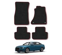 Car Mats Compatible With Audi A4 (2008-2016) Red Trim Carpet Tailored Fit Car Floor Mats Set Accessory Custom Fit Water-Resistant Anti Slip Backing All Weather Full Coverage Hand-Finished With Clips