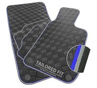 Car Mats Compatible with Land Rover Defender 110 (2020 -) Checker Rubber with Blue & Grey Dual Colour-Tech Trim [2491]