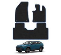Car Mats Compatible with MG HS Automatic (2024+) Tailored Fit Black Carpet Car Floor Mats Set Accessory Custom Fit 4 Pieces - Water Resistant, Anti Slip Backing & Blue Binding Trim Edge