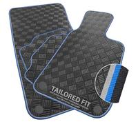 Car Mats Compatible with Peugeot e-2008 Electric [E] (2020 -) Checker Rubber with Sky Blue & Grey Dual Colour-Tech Trim [2533]