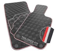 Car Mats Compatible with Peugeot e-Partner Electric Van (TNT FIXINGS) [E] (2021 -) Checker Rubber with Red & White Dual Colour-Tech Trim [2651]