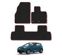 Car Mats Compatible with Renault Scenic (2009-2016) Red Trim Carpet Tailored Fit Car Floor Mats Set Accessory Custom Fit Water-Resistant Anti Slip Backing All Weather Full Coverage With Clips