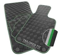 Car Mats Compatible with Vauxhall Mokka Electric [E] (2020 -) Checker Rubber with Green & Grey Dual Colour-Tech Trim [2567]