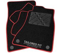 Car Mats FOR Audi A1 2010-2018 Black Carpet - Red Ribbed Trim - Black Rectangle Heel Pad [SAPP-1319]
