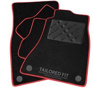 Car Mats FOR Audi A4 / A4 Avant (B6 B7) 2001-2007 Black Carpet - Red Ribbed Trim - Black Rectangle Heel Pad [SAPP-39]
