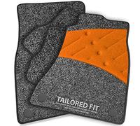 Car Mats FOR Ford Escort MK2 1975-1980 Anthracite Carpet & Black Ribbed Trim & Orange Full Width Heel Pad [SAPP-202]