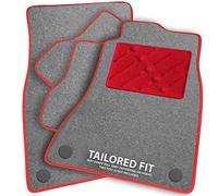 Car Mats FOR Lotus Elan M100 1989-1995 Grey Carpet & Red Ribbed Trim & Red Rectangle Heel Pad [SAPP-396]