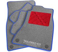 Car Mats FOR Mercedes M Class (W166) 2012-2019 Grey Carpet & Blue Ribbed Trim & Red Rectangle Heel Pad [SAPP-1458]