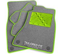 Car Mats FOR MG MGB 4 Synchro 1962-1980 Grey Carpet & Lime Ribbed Trim & Lime Rectangle Heel Pad [SAPP-2395]