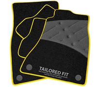 Car Mats FOR Subaru Impreza Classic 1993-2001 Black Carpet & Yellow Ribbed Trim & Grey Full Width Heel Pad [SAPP-695]