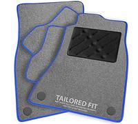 Car Mats FOR TVR Tamora 2002-2006 Grey Carpet & Blue Ribbed Trim & Black Rectangle Heel Pad [SAPP-1373]