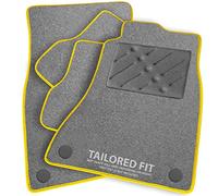 Car Mats FOR Vauxhall Corsa E 2015-2019 Grey Carpet - Yellow Ribbed Trim - Grey Rectangle Heel Pad [SAPP-1672]
