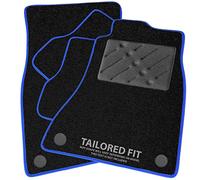 Car Mats FOR Volkswagen Passat 2010-2014 Black Carpet + Blue Ribbed Trim + Grey Rectangle Heel Pad [SAPP-1700]