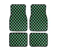 Car Mats Racing Carpet Floor Mat Dadu Dice Car Floor Mat Accessories Classical Anti-Slip Checkered Print Floor Foot Pad Mats(BlackGreen)