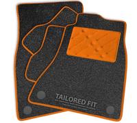 Car Mats to fit Audi A6 (C8) (2018-2025) Anthracite Carpet with Orange Ribbed Trim & Orange Rectangle Heel Pad [2405]