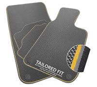 Car Mats to fit BMW 3 Series (F30 / F31) 2012-2018 Diamond Rubber with Grey & Yellow Dual Colour-Tech Trim [DIAM-1398]