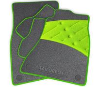 Car Mats to fit BYD Dolphin/Dolphin Surf [E] (2023 -) Grey Carpet with Lime Ribbed Trim & Lime Green Full Width Heel Pad [2733]