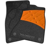 Car Mats to fit Daewoo Kalos (2003-2009) Anthracite Carpet with Black Ribbed Trim & Orange Full Width Heel Pad [134]