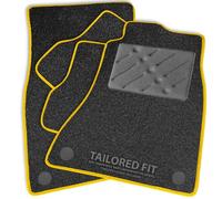 Car Mats to fit Ford Cortina MK5 (1979-1982) Anthracite Carpet with Yellow Ribbed Trim & Grey Rectangle Heel Pad [1117]