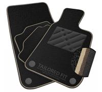Car Mats to fit Ford Cortina MK5 (1979-1982) Black Carpet with Brown & Cream Trim & Black Rectangle Heel Pad [1117]