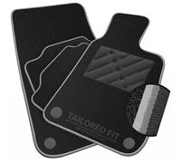 Car Mats to fit Ford Escort MK2 1975-1980 Black Carpet & Grey & Silver Colour-Tech Trim & Black Rectangle Heel Pad [SAPP-202]